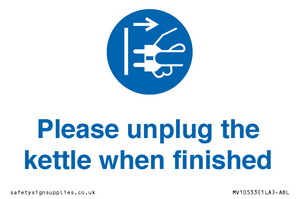 Please unplug the kettle when finished